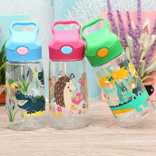 Baby Cartoon Animal Printing Infant Learning To Drink Cup Handle Strap Children Bottle Straw Bouncing Kettle For Newborn