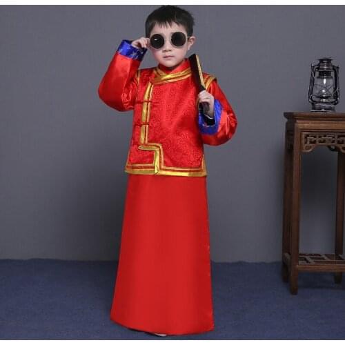 Children Traditional Chinese Ancient Costume Hanfu for Boys Chinese Folk Dance Tang Suit Hanfu Clothing Boys Cosplay Costume