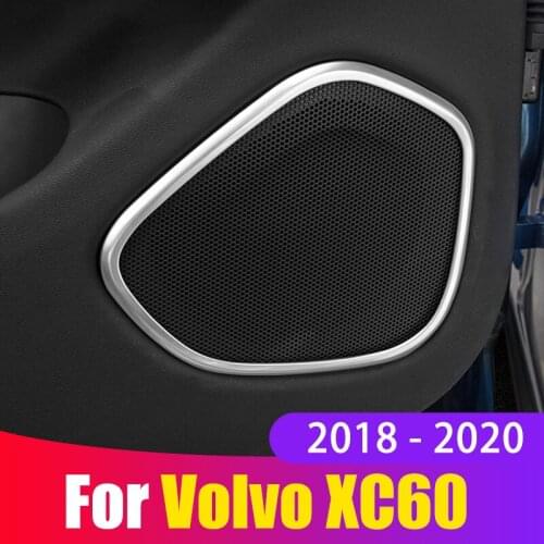 For Volvo XC60 2018 2019 2020 Stainless Steel Car Styling Door Panel Stereo Audio Speaker Frame Cover Trim Sticker Accessories
