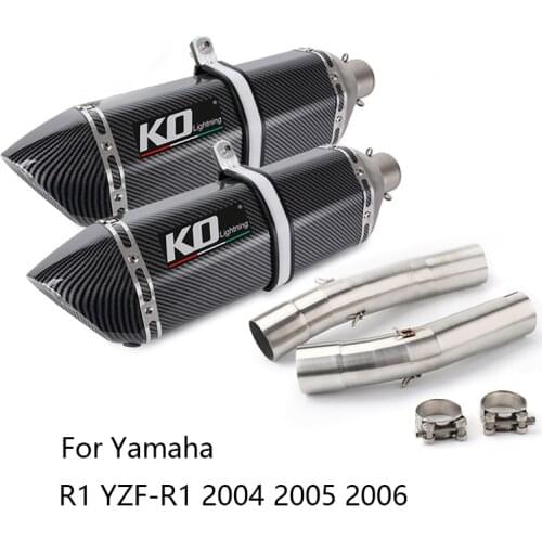 Dual-outlet for Yamaha R1 YZF-R1 2004-2006 Exhaust Pipe Motorcycle 2 Mid Converter L R 51mm Mufflers Removable DB Killer Escape