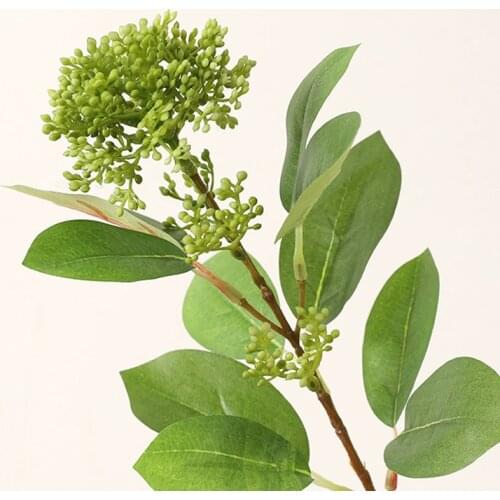 Artificial Soft Rubber Hydrangea Fruit with Leaves Branch Plastic Flowers for Home Table Decoration Flores Fake Plants