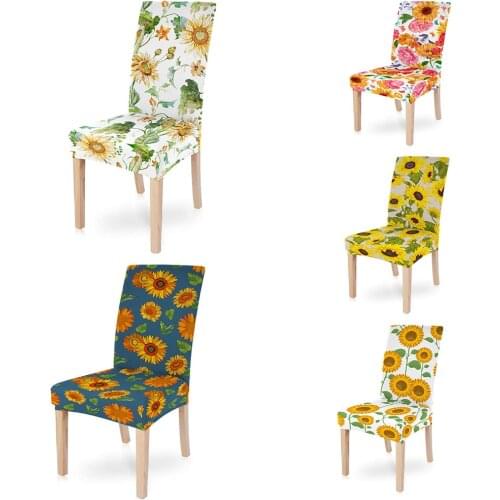 Classic Style Daisies Stretches Chairs Cover Spandex Home Dining Decor Seat Protector Elastic Multifunction Chair Covers Stretch