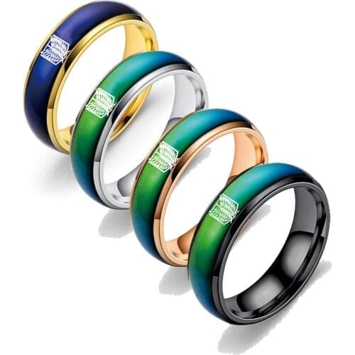 AsJerlya Anime Attack On Titan Stainless Steel Ring Wings Of Liberty Flag Temperature Change Color Finger Rings For Men Women