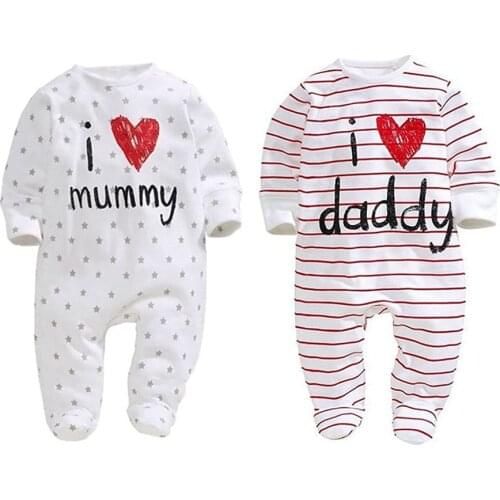Unisex-Baby Newborn I Love Mummy I Love Daddy Bodysuit 2 Pack Cotton Newborn Toddlers Cute Baby Clothes Set