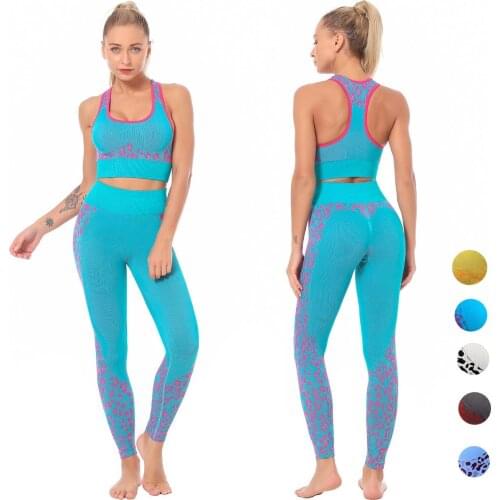 2pcs Seamless Women Yoga Set Workout Sportswear Gym Clothing Fitness High Waist Leggings Bra Sports Suits Outfit Athletic Wear