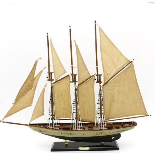 LUCKK Wooden Sailboat Model Mediterranean Style Home Sea Decoration Accessories Creative Room Decor Birthday Gift