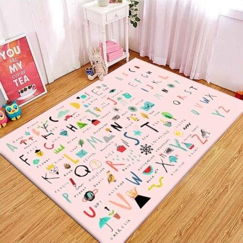 Lovely Kids Carpet and Rug Pink 26 Letters Children Bedroom Bedside Floor Mat Baby Child Kids Play Crawling Mat Hallway Tapete