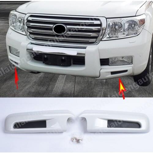 2PCS For Toyota Land Cruiser LC200 2008-2011 ABS white Front Bumper Corner Cover Molding Trim Car Accessories