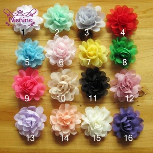 Nishine 30pcs/lot 2" Mini Chiffon Flowers for Children Headband Hair Clips Diy Headwear Kids Girls Cloth Hats Hair Accessories