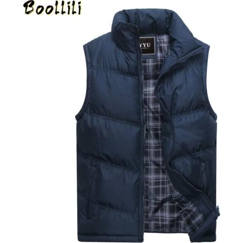 Autumn Vest Men Fashion Stand Collar Mens Sleeveless Jackets Casual Slim Fit Cotton Pad Coats Man Winter Waistcoats Plus Size
