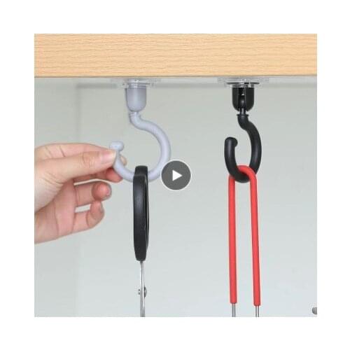 Ceiling Rotary Hook Household Multifunction Strong Self Adhesive Hook Kitchen Bathroom Wall Door Back Key Hanging Coat Rack Hook