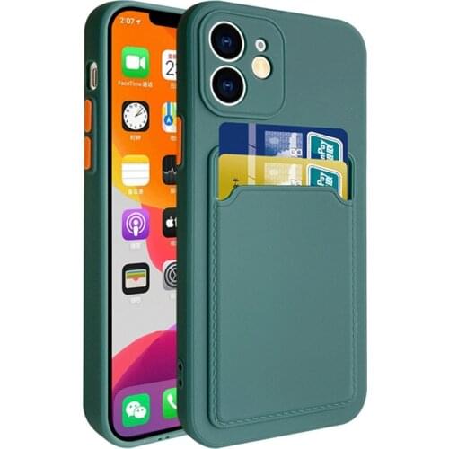 For iPhone 11 Pro Max Case Original Liquid Silicone Card Slots Soft Case For iPhone 12 mini 7 8 Plus XR X XS Shockproof Cover