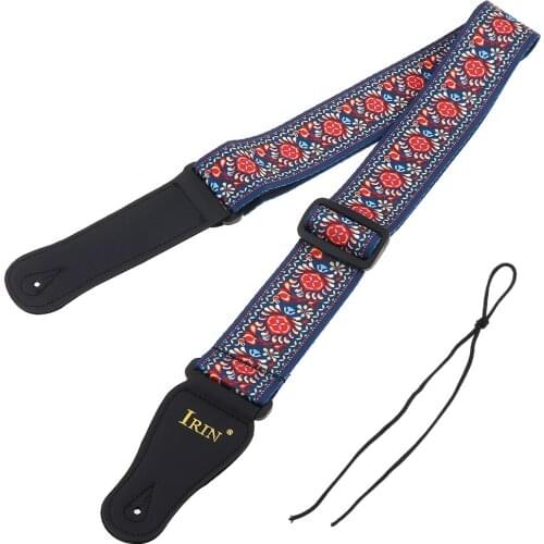 Adjustable Printing Guitar Strap with National Style Flowers Pattern for Acoustic Electric Bass Guitar Accessories