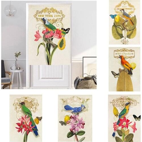 Retro Home Partition Curtain Bedroom Kitchen Door Curtain Home Decoration Dustproof Half Curtain Blackout Curtain