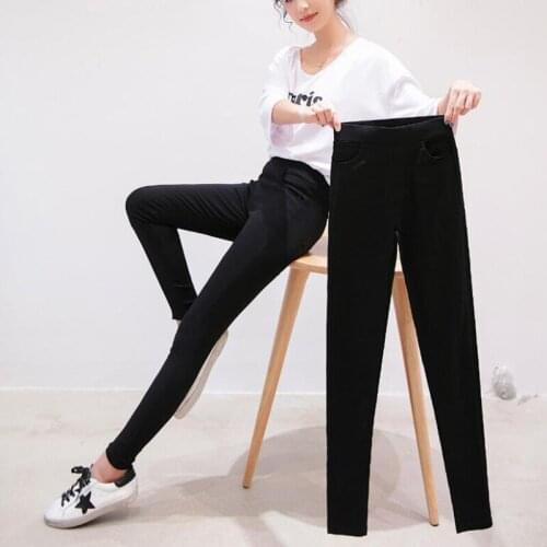 Rihschpiece Autumn High Waist Leggings Women Slim Thin Pants Punk Jeggings Winter Pocket Casual Trousers RZF1744