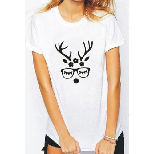 Merry Christmas Print T-shirt Women Clothes Casual Harajuku Cotton Short Sleeve Summer Plus Size 0-Neck T-Shirts Camiseta Mujer