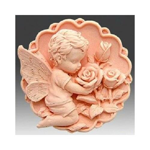 Aromatherapy Gypsum Decoration Candle Mold Rose Angel Silicone Mould AX1708