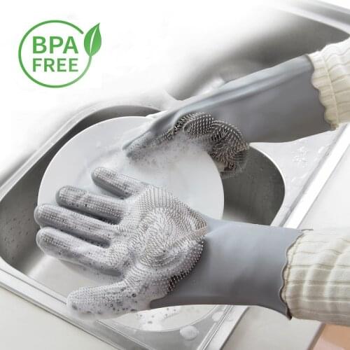 Silicone Cleaning Gloves Kitchen Magic Silicone Dish Washing Gloves For Household Silicone Scrubber Rubber Dishwashing Gloves