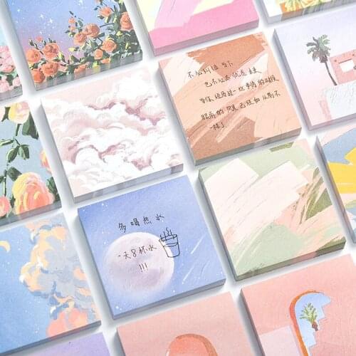 MINKYS New Cute 80 Sheets Oil Painting Series N Times Sticky Note Memo Pads Paper Daily To Do It Paperlaria School Stationery