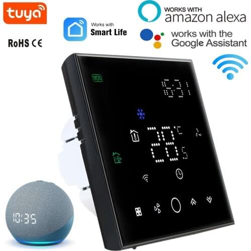 Smart WiFi Thermostat Central Air Conditioner Wireless Temperature Controller 2&4 Pipe Fan Coil Unit Works Works With Alexa