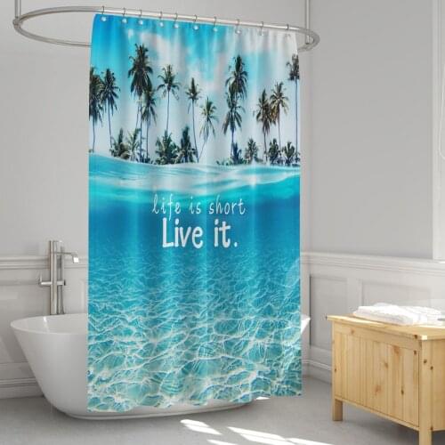 Waterproof Shower Curtain Rectangle Polyester Shower Bathing Cover Home Decor Non-slip Mats Bathroom Toilet Bathtub Accessories