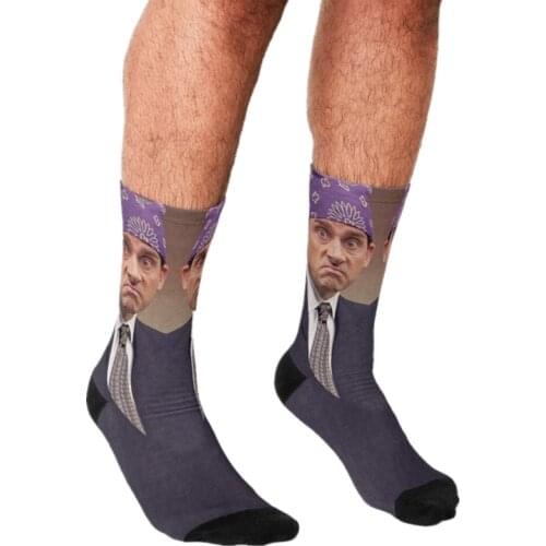 Funny Mens socks Prison Mike Purple bandana Pattern Printed hip hop Men Happy Socks cute boys street style Crazy Socks for men
