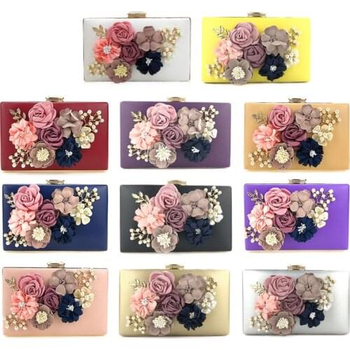 Womens Flower Clutch Handbag Evening Bag Prom Party Wedding Cocktail Purse Phone Pouch Shoulder Bags 20CA