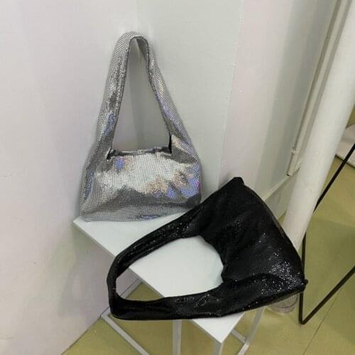 Women Bag 2021 New Fashion Korean Sequined Solid Open Handbag Shoulder Bag Purse Luxury Designer Bag Euro-America Style