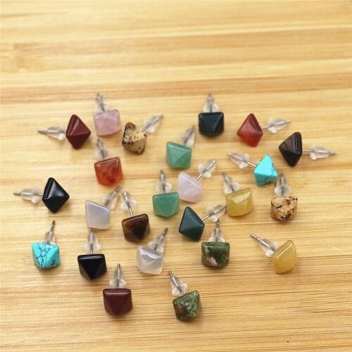 12 Pairs Square Womens Earrings Natural Gemstones Earrings Stone Opal Tiger Eye Crystal Red Black Earrings Earrings for Women
