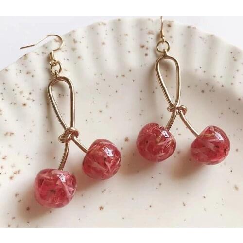 Original design sweet cherry fruit geometric female earrings simple sweet and lovely fashion earrings jewelry lovely dry float c
