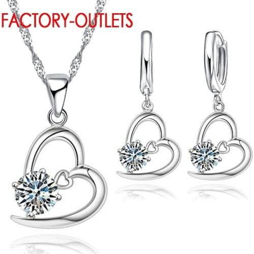 925 Sterling Silver Bridal Jewelry Sets Heart Pattern Romantic Style Austrian Crystal Women Girls Engagement Anniversary