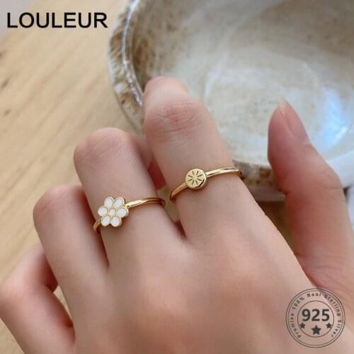 LouLeur Real 925 Sterling Silver Flower Ring French Style Elegant Minimalist Rings for Women Fashion Luxury Fine Jewelry Gifts