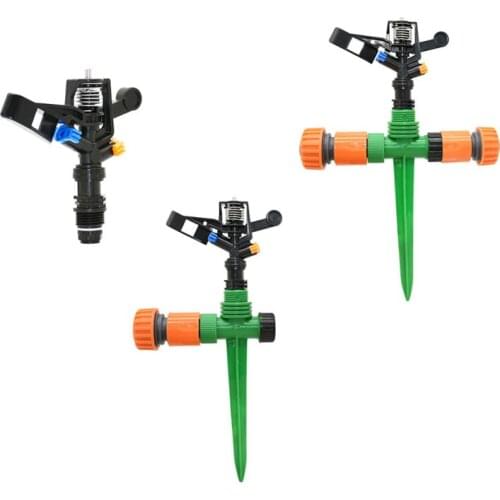 Garden lawn rotating sprinkler With support Rocker nozzles farm sprinkler and 1/2" 3/4" hose adapter 1 PCS