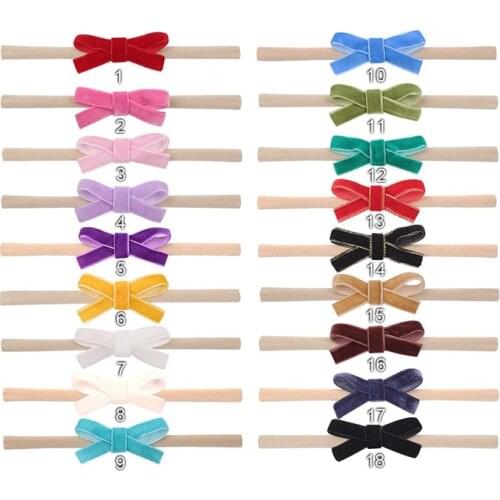 1pieces Velvet Bow Baby Headbands For Girls Handmade Nylon Elastic Soft Baby Turban Headband Newborn Infant Hair Accessories