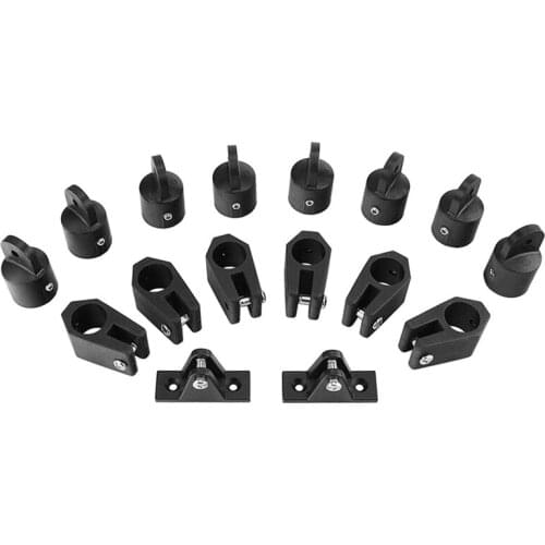 16 Pcs Universal Boat Nylon Fittings Hardware Set Black Fits 3 Bow Bimini Top Lightweight and Durable Yacht Accessories
