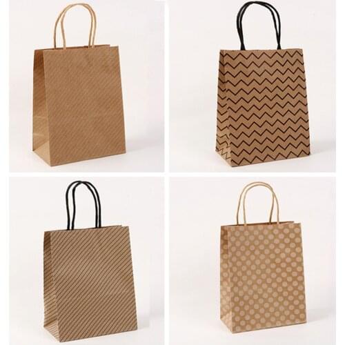 2pcs Kraft Paper Bags Small 21*15*8cm/ 27*21*11cm Paper Gift Bags Brown Paper Bags With Handles Paper Shopping Bags Party Bags