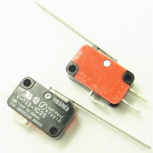 2PCS V-153-1C25 push button tact switch Momentary Micro Limit switches Microswitch Travel switch Long Straight Hinge Lever Type