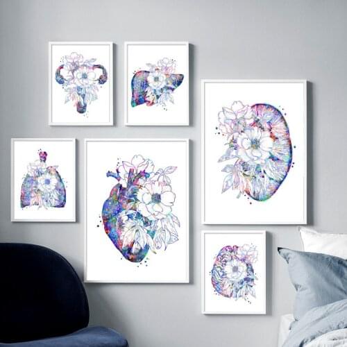 Abstract Anatomy Organs Human Body Flower Wall Art Canvas Painting Nordic Posters And Prints Wall Pictures For Living Room Decor
