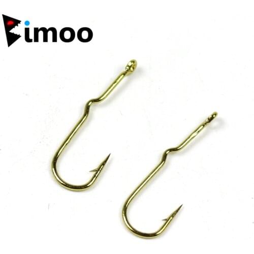 Bimoo 20pcs Popper Fly Tying Kink Shank Sproat Hook Fly Tying Fish Hook Long Shank Hooks #2 #6 #8 #12
