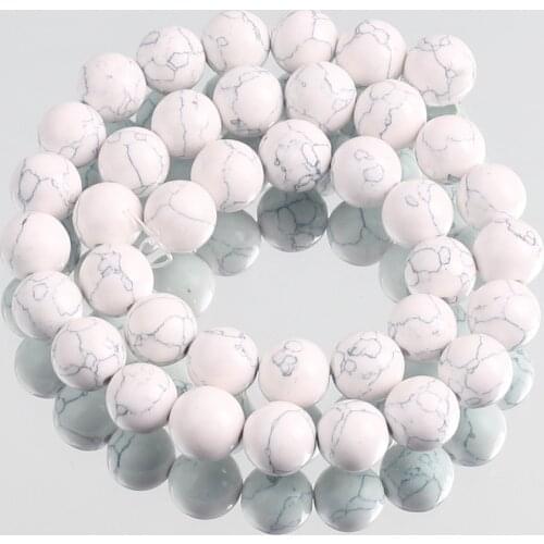Natural Stone White Howlite Turquoises Round Loose Spacer Beads For Jewelry Making Diy Bracelet Accessories 4/6/8/10/12MM 15Inch