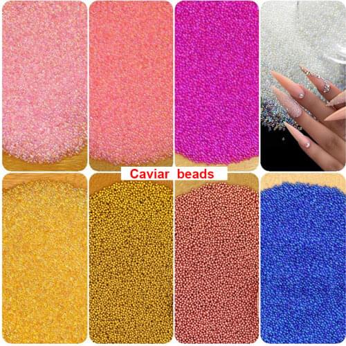 0.6-0.8mm Shining Caviar Bead Temperament Crystal Sand Color Beads Glass Beads DIY Beads for Jewelry Making Nail Art Accessories