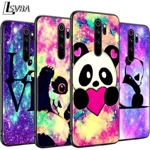 Bright Black Cover Cartoon Lovely Panda For Xiaomi Redmi Note 9 9S 8T 8 7 6 5A 5 4X 4 Pro Max Phone Case