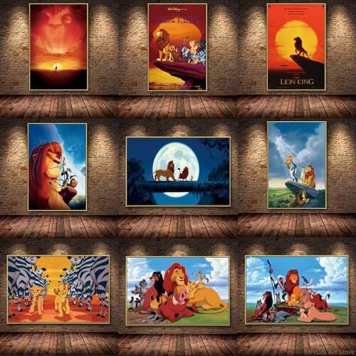 Disney Anime Lion King Family Movie Decoration Watercolor Poster Hight Quality Canvas Painting For Kids Room Bedroom Home Decor
