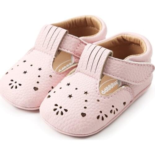 Spring and autumn female baby baby rubber princess shoes 0-1 years old hollow breathable non-slip soft bottom toddler shoes