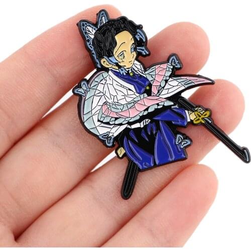 DZ2473 Japanese Anime Kochou Shinobu Icons Enamel Pins Cartoons Collar Lapel Badge for backpacks Decoration Jewelry Gifts