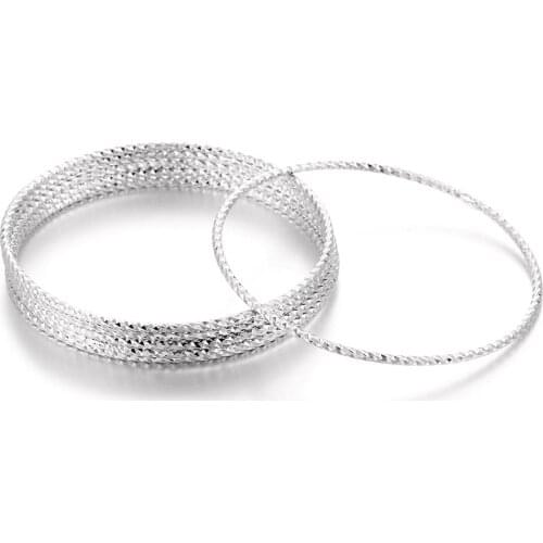 Ethlyn 6pcs/lot Vintage Style Girls/Women White Gold Color Circles African Bangles Bracelets Daily Use Jewelry Accessories B163