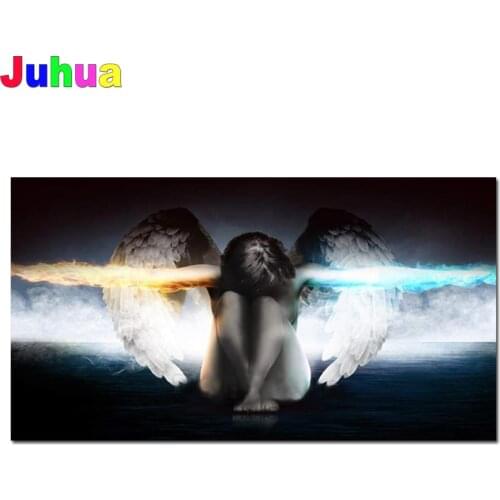 Full drill square Crystal Paintings Modern art, Large Ice Fire Angel restaurant decoration Diamond Embroidery 5d Diy diamond Art