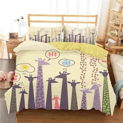 A Bedding Set 3D Printed Duvet Cover Bed Set Giraffe Home Textiles for Adults Bedclothes with Pillowcase #CJL29