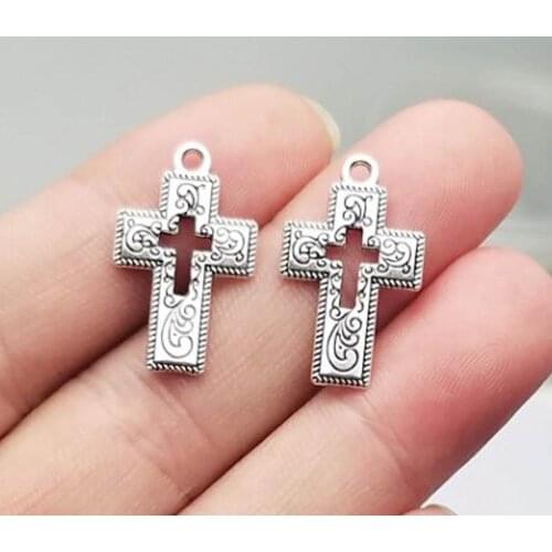 30pcs/lot--23x14mm, Antique silver plated cross charms,DIY supplies,Jewelry accessories