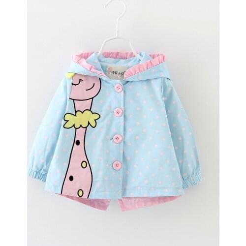 Brand Autumn Fashion baby New girl coats Jackets Giraffe Pattern Baby Clothes Cartoon dots hooded Kids Outerwear girls clothes